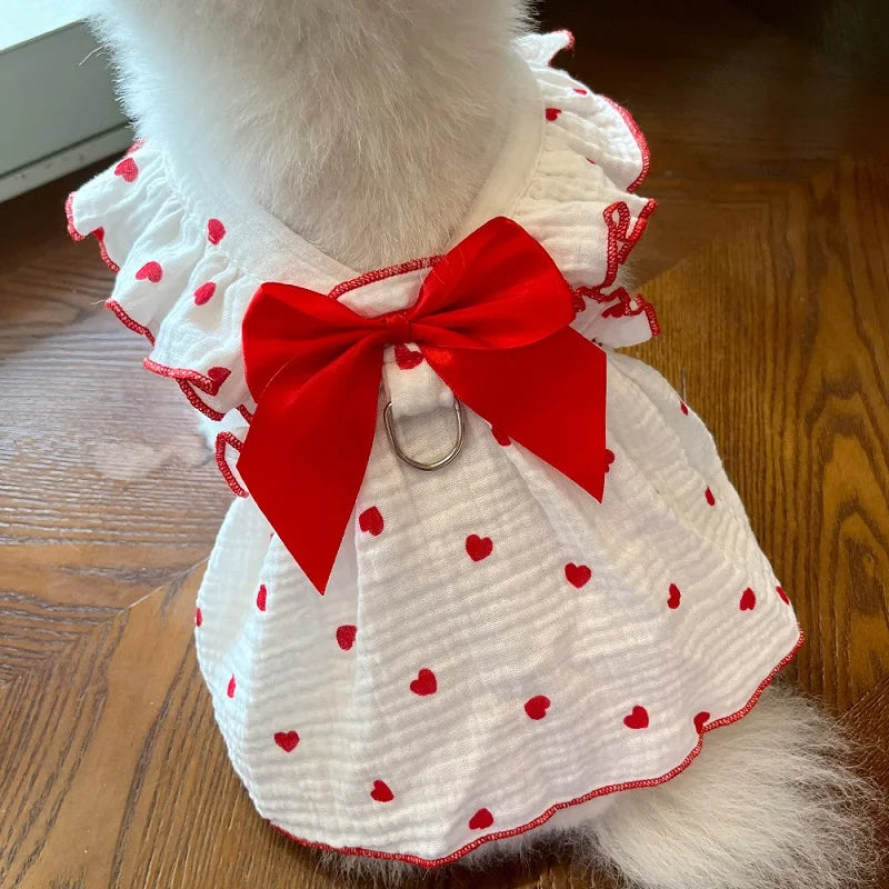 Summer Dress Thin Bow Heart Print
