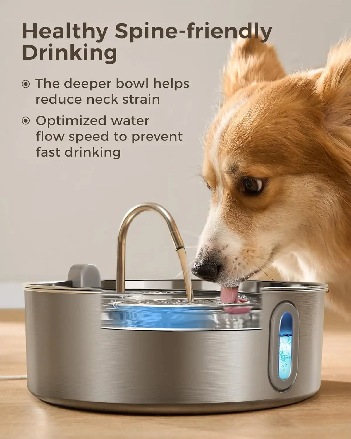Dog Water Fountain for Large Dogs 7L/236oz Stainless Steel Dog Water Bowl Dispenser Automatic Pet Water Fountain