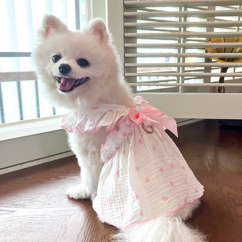 Summer Dress Thin Bow Heart Print