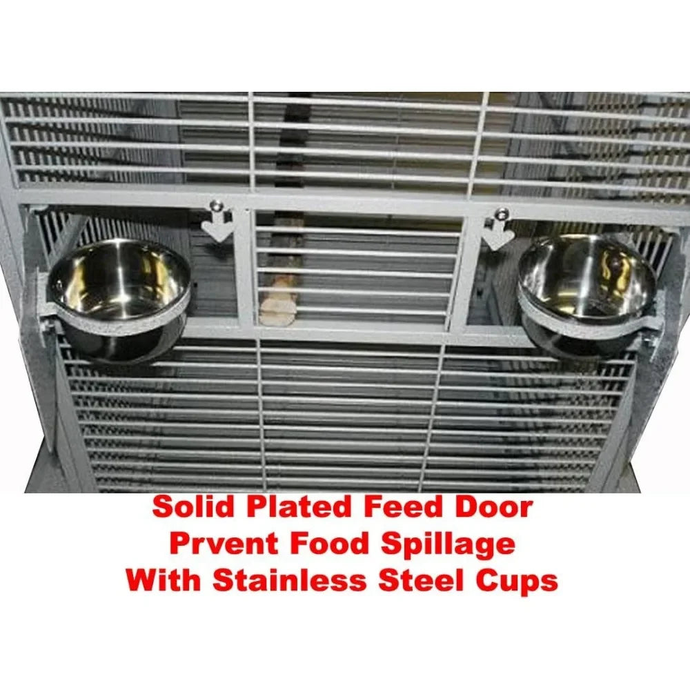 Large Stylish Play Dome Top Durable Wrought Iron Bird Parrot Parttot Finch Macaw Cockatoo Cage Including Stand