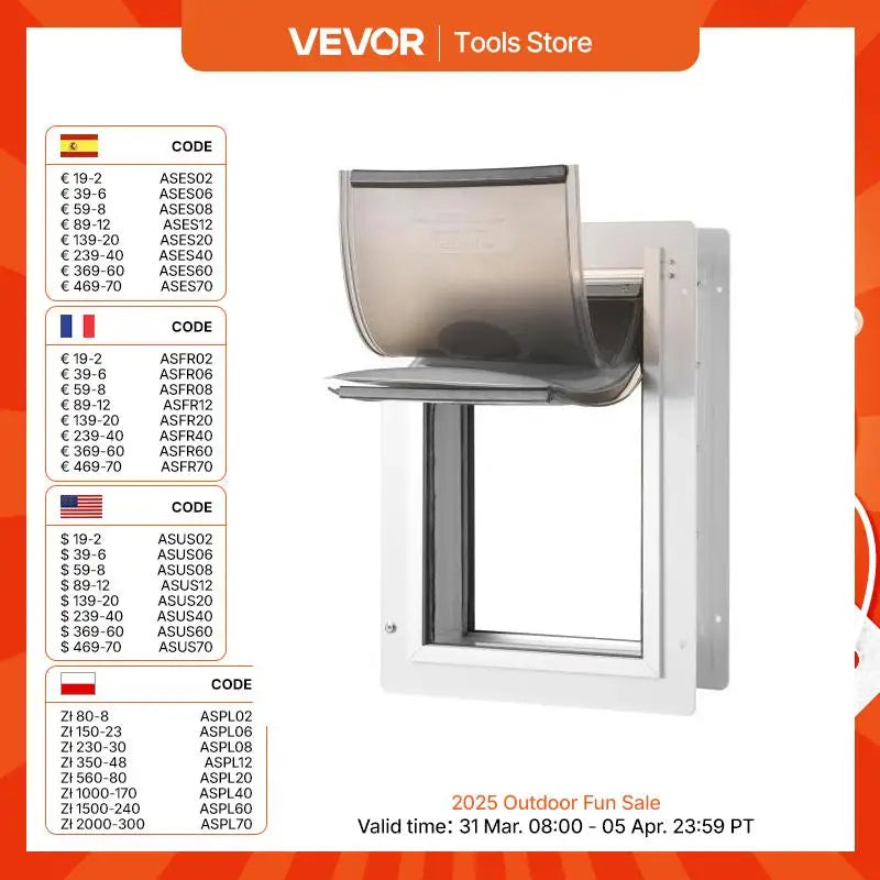 VEVOR Pet Door Metal Frame with Lock and 3-Flap System Weatherproof Doggy Door Easy to Install in Interior or Exterior Walls