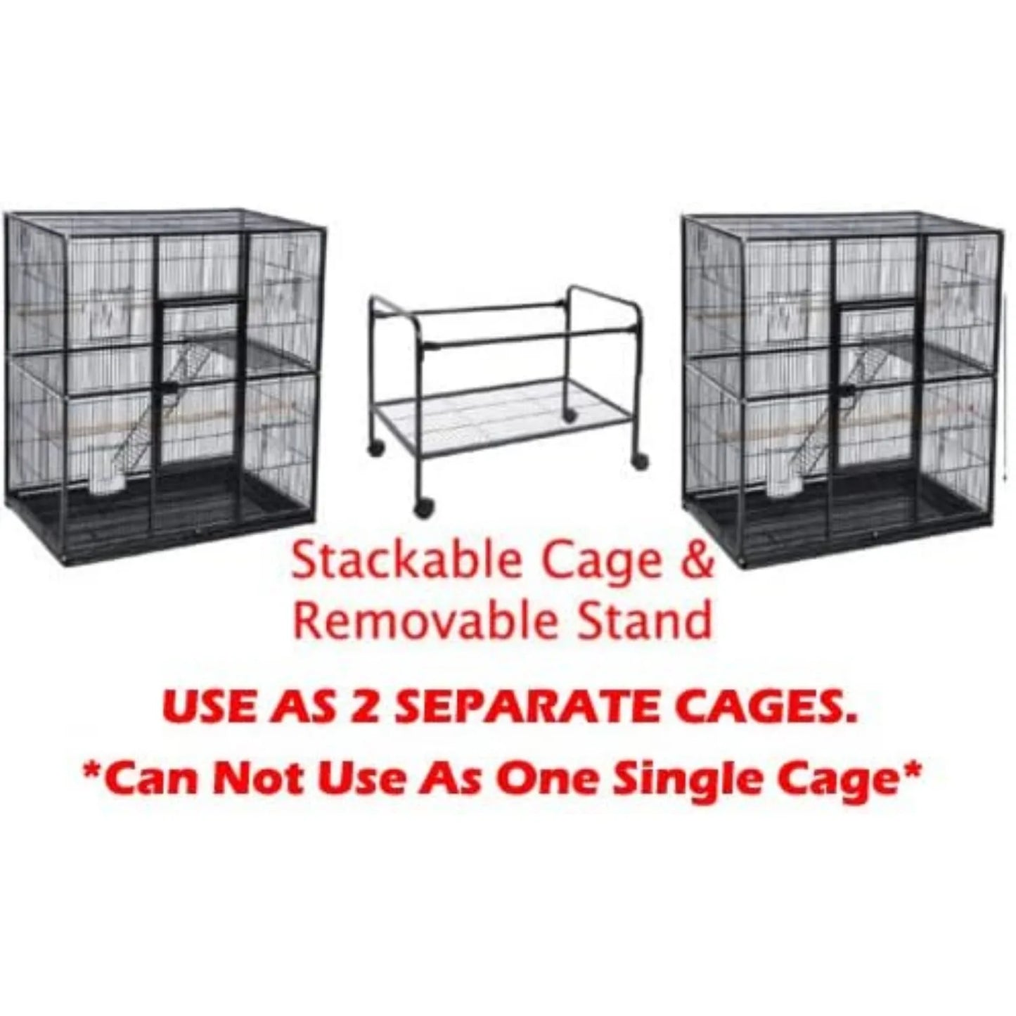 Double Stacker Breeding Flight Bird Wrought Iron Double Parrot Bird Separate Breeder Cages Side Nesting Box Doors Easy to Clean