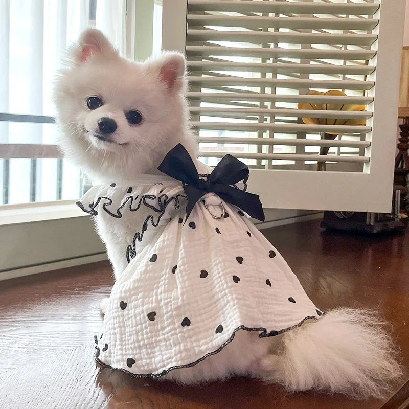Summer Dress Thin Bow Heart Print