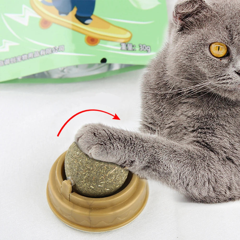 Rotatable Catnip Molar Stick Natural Safe Catnip Edible Lick Balls Catnip Wall Balls for Cats Teeth Cleaning Pet Health Supplies