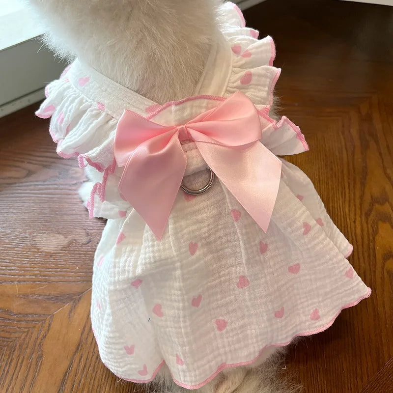 Summer Dress Thin Bow Heart Print