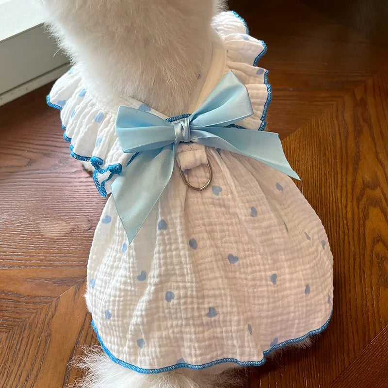 Summer Dress Thin Bow Heart Print