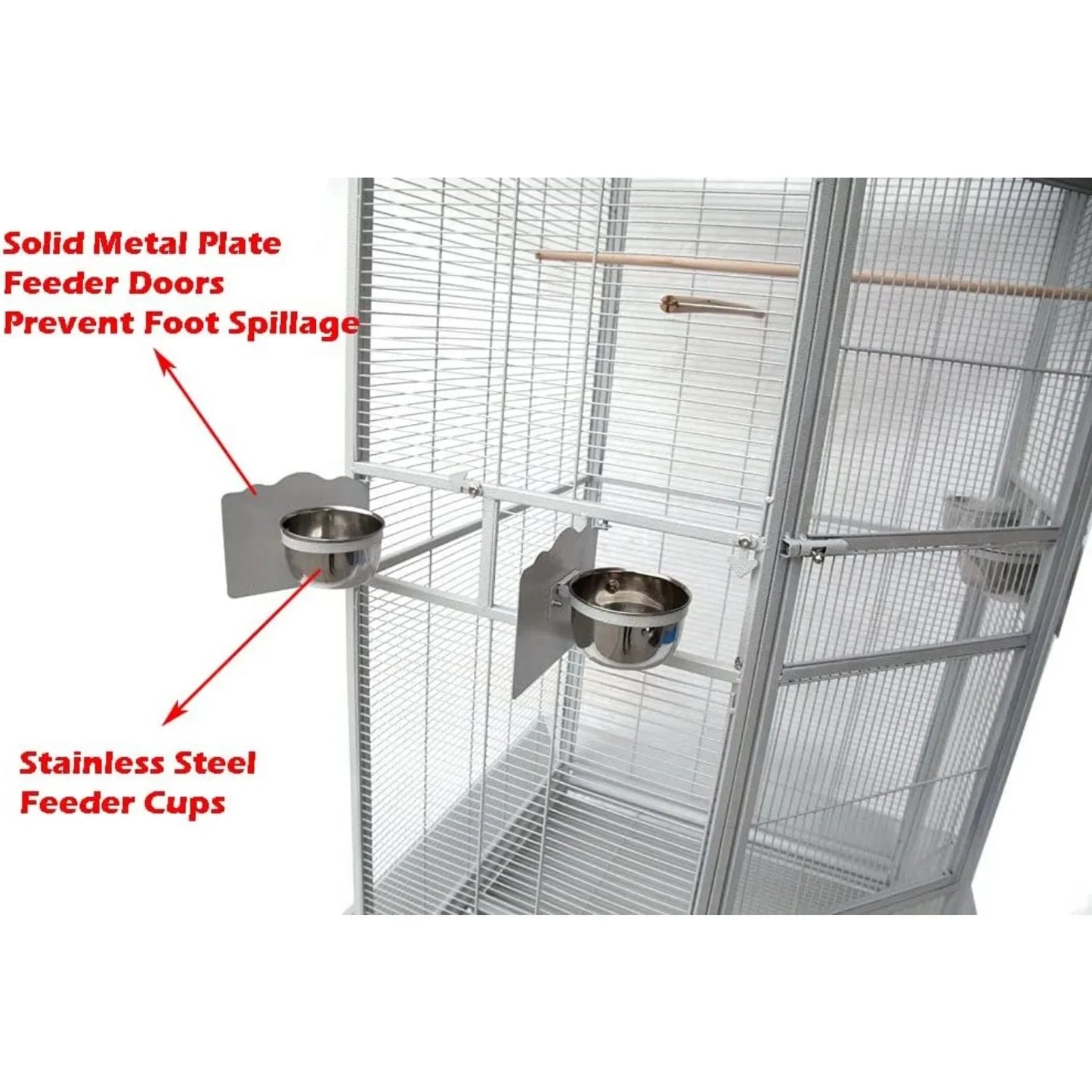 X-Large Corner Parrot Bird Flight Breeding Wrought Iron Rolling Home Cage Solid Plated Feeder Doors with Around Metal Seed Guard