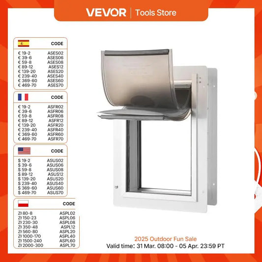 VEVOR Pet Door Metal Frame with Lock and 3-Flap System Weatherproof Doggy Door Easy to Install in Interior or Exterior Walls