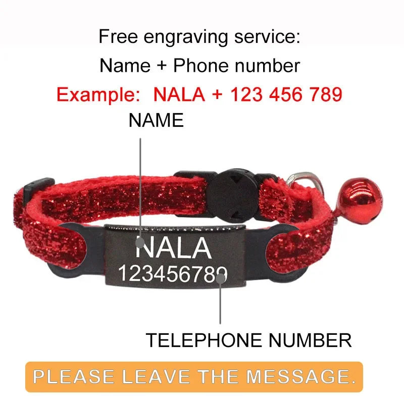 Nylon Cat Collar Personalized Pet Collars  Tag With Bell Adjustable Buckle Dog Collar Puppy Supplies Small Chihuahua