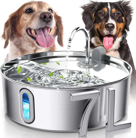 Dog Water Fountain for Large Dogs 7L/236oz Stainless Steel Dog Water Bowl Dispenser Automatic Pet Water Fountain