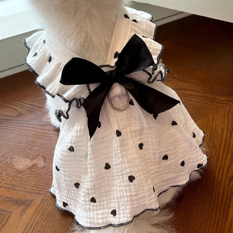 Summer Dress Thin Bow Heart Print