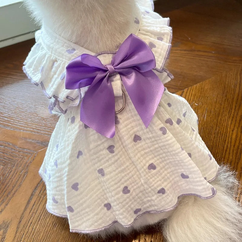 Summer Dress Thin Bow Heart Print