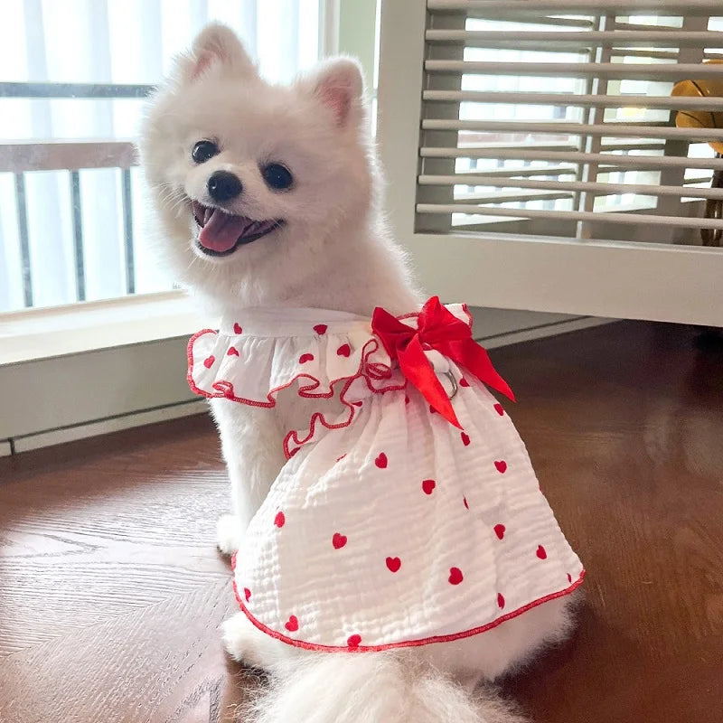 Summer Dress Thin Bow Heart Print